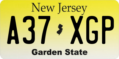 NJ license plate A37XGP