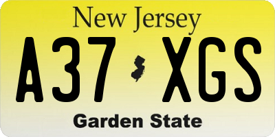 NJ license plate A37XGS