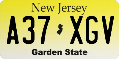 NJ license plate A37XGV