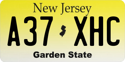 NJ license plate A37XHC