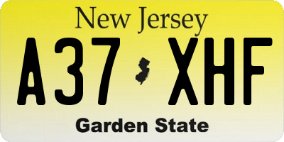 NJ license plate A37XHF