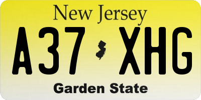 NJ license plate A37XHG