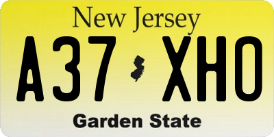 NJ license plate A37XHO