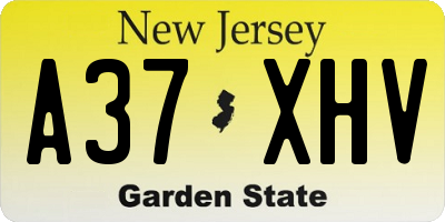 NJ license plate A37XHV