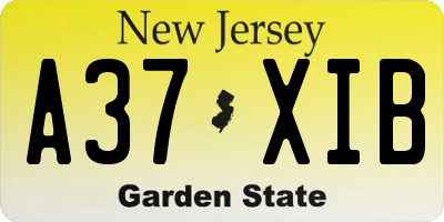 NJ license plate A37XIB