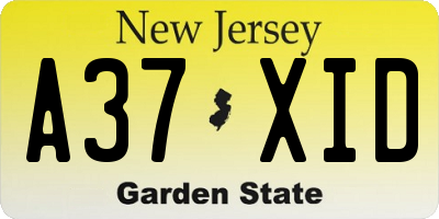 NJ license plate A37XID