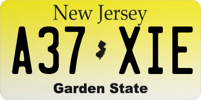 NJ license plate A37XIE