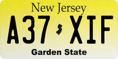 NJ license plate A37XIF