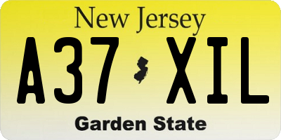NJ license plate A37XIL