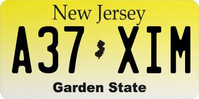 NJ license plate A37XIM