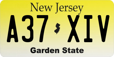 NJ license plate A37XIV
