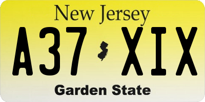 NJ license plate A37XIX