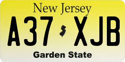 NJ license plate A37XJB