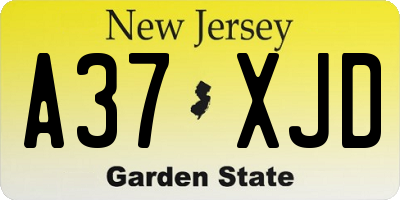NJ license plate A37XJD
