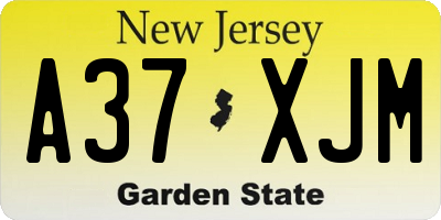 NJ license plate A37XJM