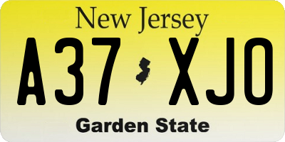 NJ license plate A37XJO