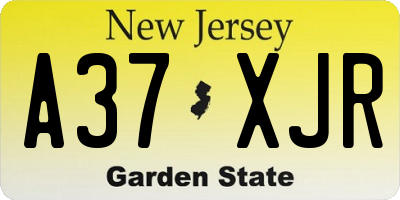 NJ license plate A37XJR