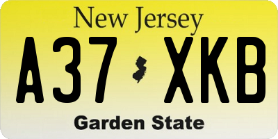 NJ license plate A37XKB