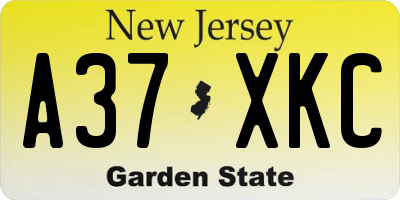 NJ license plate A37XKC