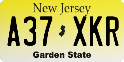 NJ license plate A37XKR