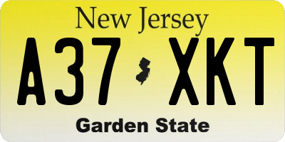 NJ license plate A37XKT