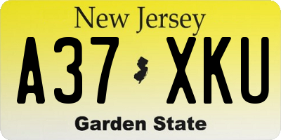 NJ license plate A37XKU