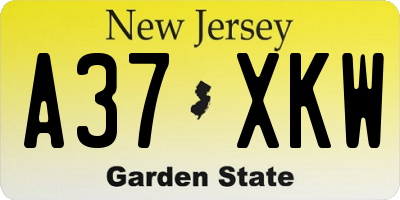 NJ license plate A37XKW