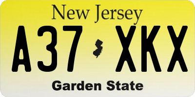 NJ license plate A37XKX