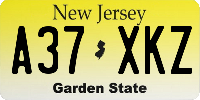 NJ license plate A37XKZ