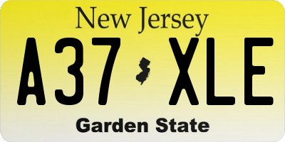 NJ license plate A37XLE