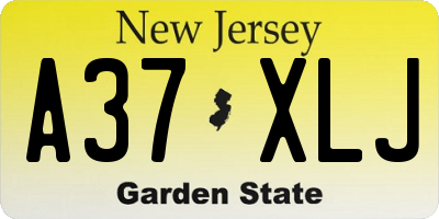 NJ license plate A37XLJ