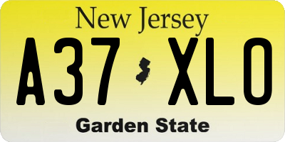 NJ license plate A37XLO