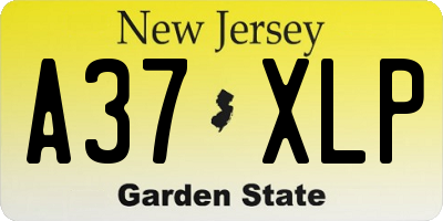 NJ license plate A37XLP
