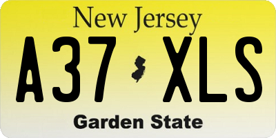NJ license plate A37XLS