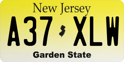 NJ license plate A37XLW