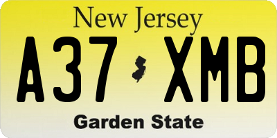 NJ license plate A37XMB