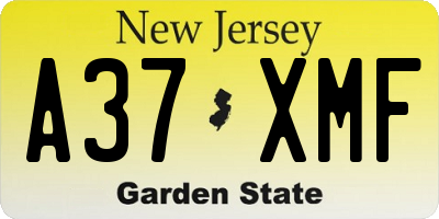 NJ license plate A37XMF