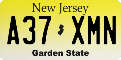 NJ license plate A37XMN