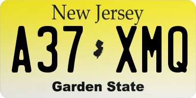 NJ license plate A37XMQ