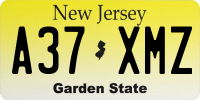 NJ license plate A37XMZ