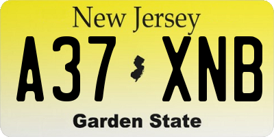NJ license plate A37XNB