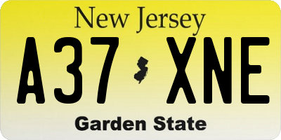 NJ license plate A37XNE