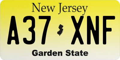 NJ license plate A37XNF