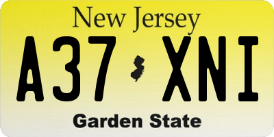 NJ license plate A37XNI