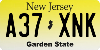 NJ license plate A37XNK