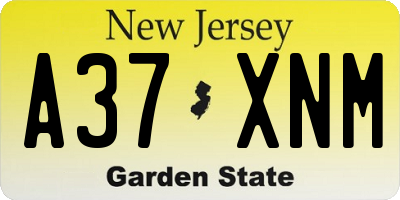 NJ license plate A37XNM