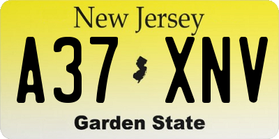 NJ license plate A37XNV