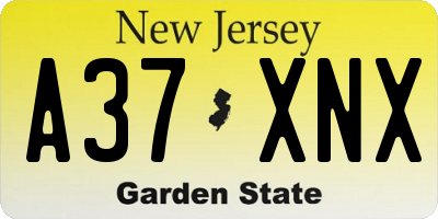 NJ license plate A37XNX