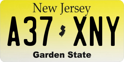 NJ license plate A37XNY