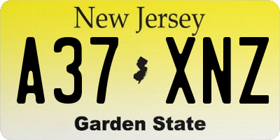 NJ license plate A37XNZ
